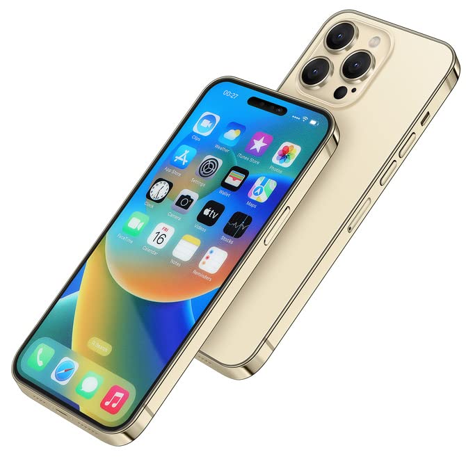 Without Logo Non-working Phone Dummy Display Model Pretend Phone toy for Phone 14 pro 6.1 inches (14pro Gold Colorscreen)