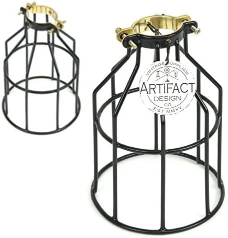 Rustic State Set Of 2 Industrial Vintage Style | Diy Farmhouse Metal Wire Cage For Hanging Pendant Lighting | Light Fixture Lamp Guard Black