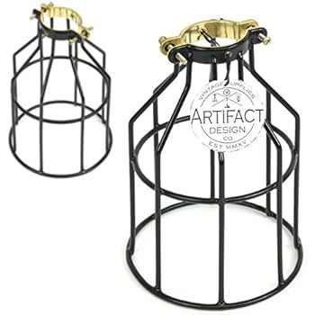 Rustic State Set of 2 Industrial Vintage Style | DIY Farmhouse Metal Wire Cage for Hanging Pendant Lighting | Light Fixture Lamp Guard Black