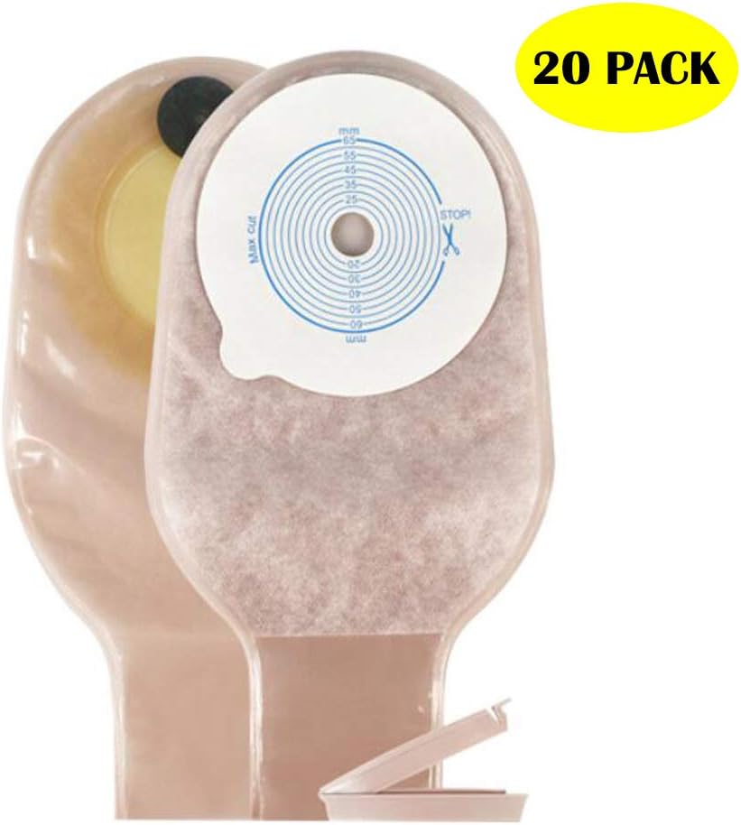 Douper Ostomy Colostomy Bag, Premium 6in x 11in Cut-to-Fit Ostomy Colostomy Drain Pouch, 60mm Cut Size for Illeostomy Stoma Care (Pack of 20)