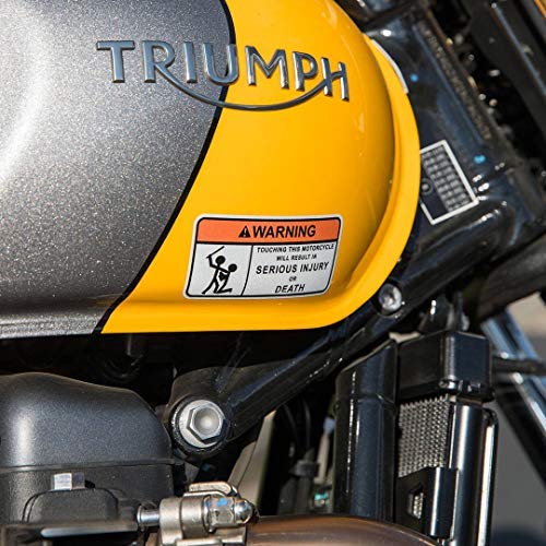 Funny Warning Sticker for Motorcycles, Riders and Gifts - Touching Will Result in Serious Injury Or Death (2 Pack)
