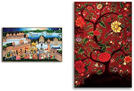 Tamatina Rajasthan Wedding Day + Flower Tree Paintings (Set of 2)
