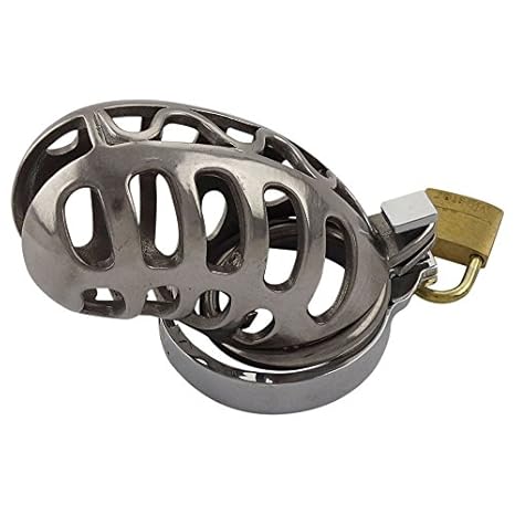 SEE-X® Edelstahl Keuschheitskäfig mit SM Dornen-Ring, BDSM Bondage Keuschheitsgürtel für Männer, Hodenring Ø 5,20cm #3096