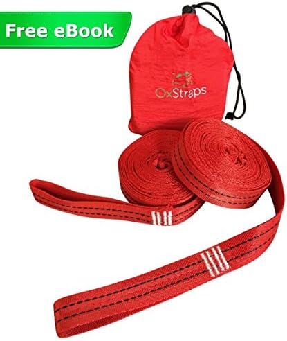 Hammock Straps XL | Easiest Way to Hang Any Hammock on Any Tree -Don't Risk Your Back | Camping Accessories Include Ultralight Suspension Strap + 30 Adjustable Loops + Portable Pouch + Free eBook