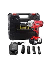 Llave de impacto Anesty de 240 Nm de alta linterna inalámbrica compacta de 18 V 3000 mAh de iones de litio, tuercas de luz, llave de impacto de 1 2 pulgada con 4 enchufes y una unidad cuadrada de 1 2" a 1 4" adaptador hexagonal.