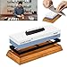 SUNER POWER Professional Dual 1000/6000 Japanese Grit Whetstone-Knife Sharpening Stone Kit Included Non-Slip Bamboo Base & Angle Guide-Perfe, large, White-Blue