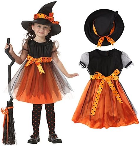 Valley Boutique adorable girls Halloween costume Witch dress and hat girl's dress party dress (8 years 9years)
