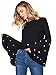 Floerns Women's Beading Bell Sleeve Ribbed T Shirts Tops