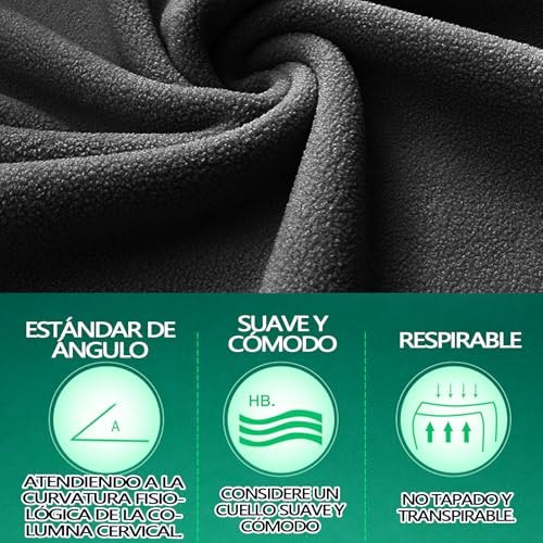 VXMBNB Almohada de Viaje,Protección del Cuello,Almohada de Viaje para el Cuello,Ajustable,compacta,Adecuado para hogar,Oficina, Viajes de Larga distanciaetc. (Negro)