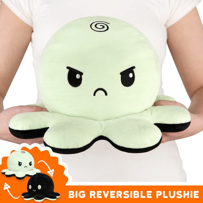 TeeTurtle - Original Reversible Big Octopus Plushie - Glow in the Dark - Huggable and Soft Sensory Fidget Toy Stuffed Animals That Show Your Mood - Gift for Kids and Adults!