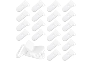DEMEARLY 20-Pack Pacifier Clip Replacement Ends - BPA-Free Plastic Fasteners for DIY Baby Crafts, Sewing Bibs & Blankets Straps (3/4 Inch, White)