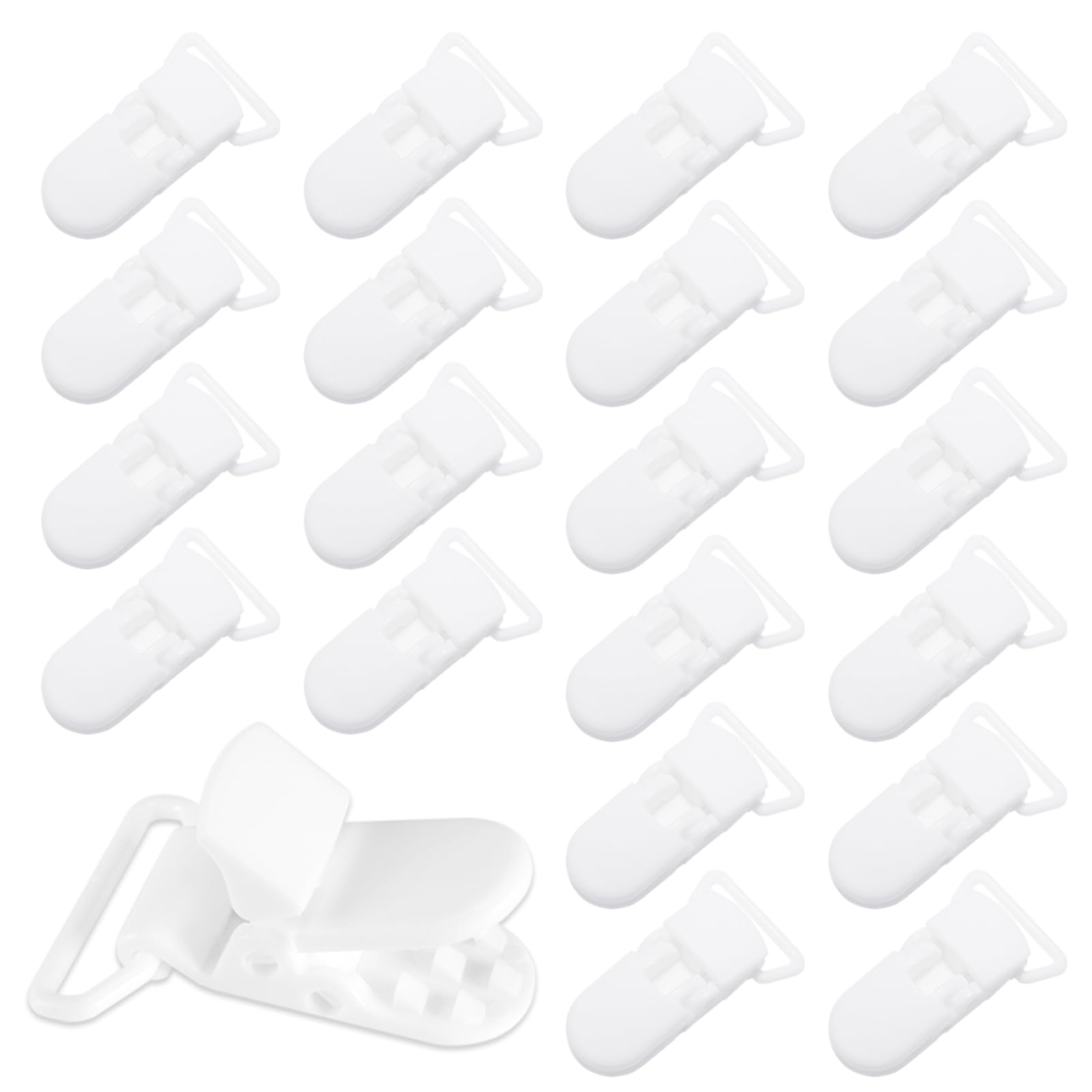 Photo 1 of 20-Pack Pacifier Clip Replacement Ends - BPA-Free Plastic Fasteners for DIY Baby Crafts, Sewing Bibs & Blankets Straps (3/4 Inch, White)