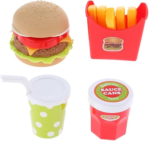 Amazon 食べ物玩具 ハンバーガーおもちゃ ミニチュアキッチンおもちゃ 子供操作能力 労働力開発 全3色 ハンバーガーセット 食べ物 おもちゃ
