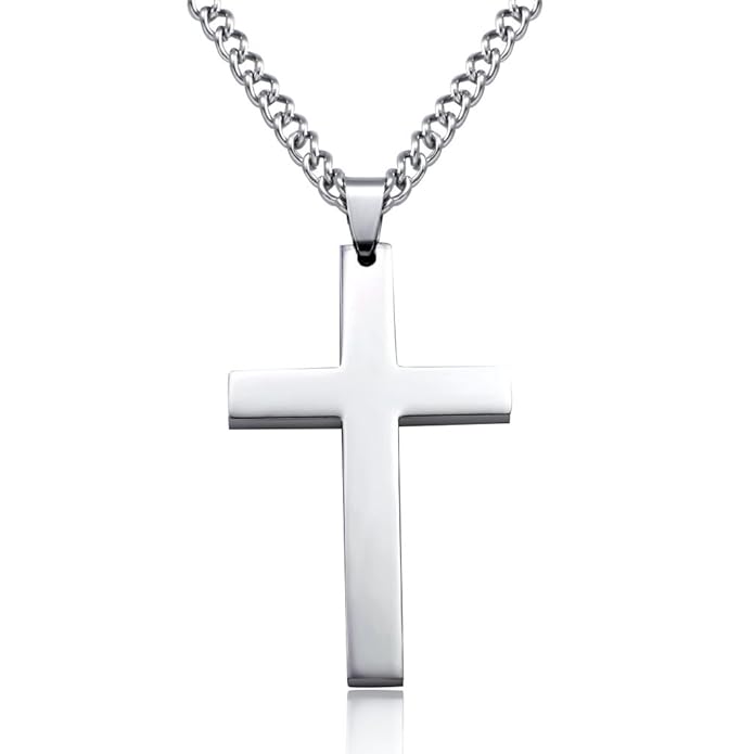 Jstyle Schmuck Kreuzanhänger aus Edelstahl Kreuz Halskette Silberfarbene Ketten für Herren Damen Frauen