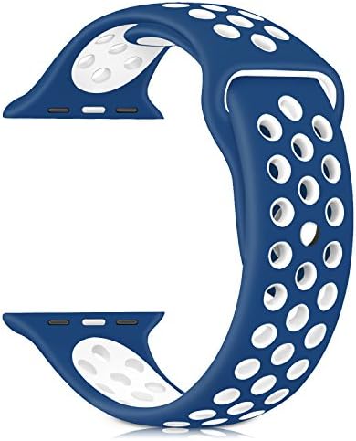 For Apple Watch Nike Band Sports Soft Silicone Replacement Band For Apple Watch Series 3,Series 2,Series 1,Nike +,Sport,Edition,M/L Size (Light blue and white, 42MM)
