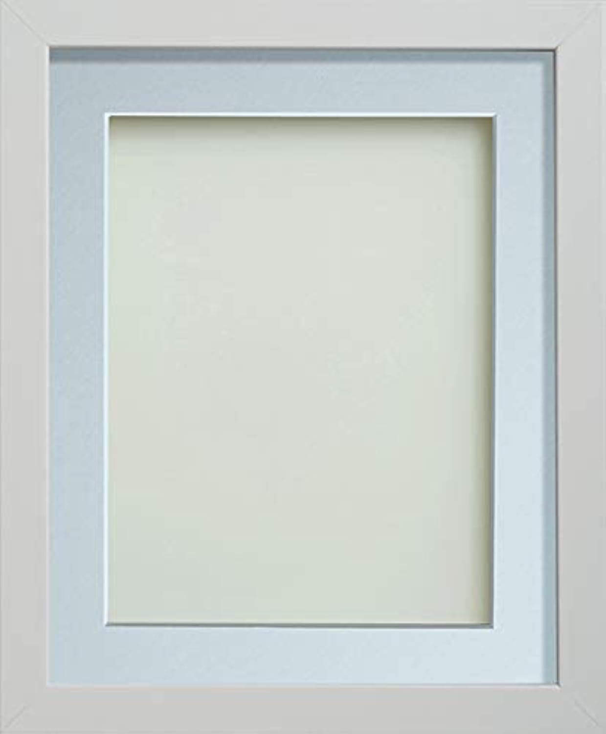 Frame Company Allington White 9x7 inch Frame With Light Blue Mount For Image 7x5 inch *Choice of sizes* Fitted with Real Glass