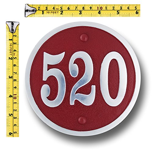 House Number Address Plaque Modern Round Style. Cast Metal Personalised Yard Or Mailbox Sign With Oodles Of Color, Number And Letter Options. Handmade In England By The Metal Foundry Just For You