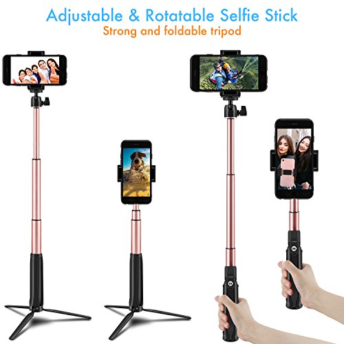 image for PERLESMITH Selfie Stick with Bluetooth Remote and Tripod Stand - Exten