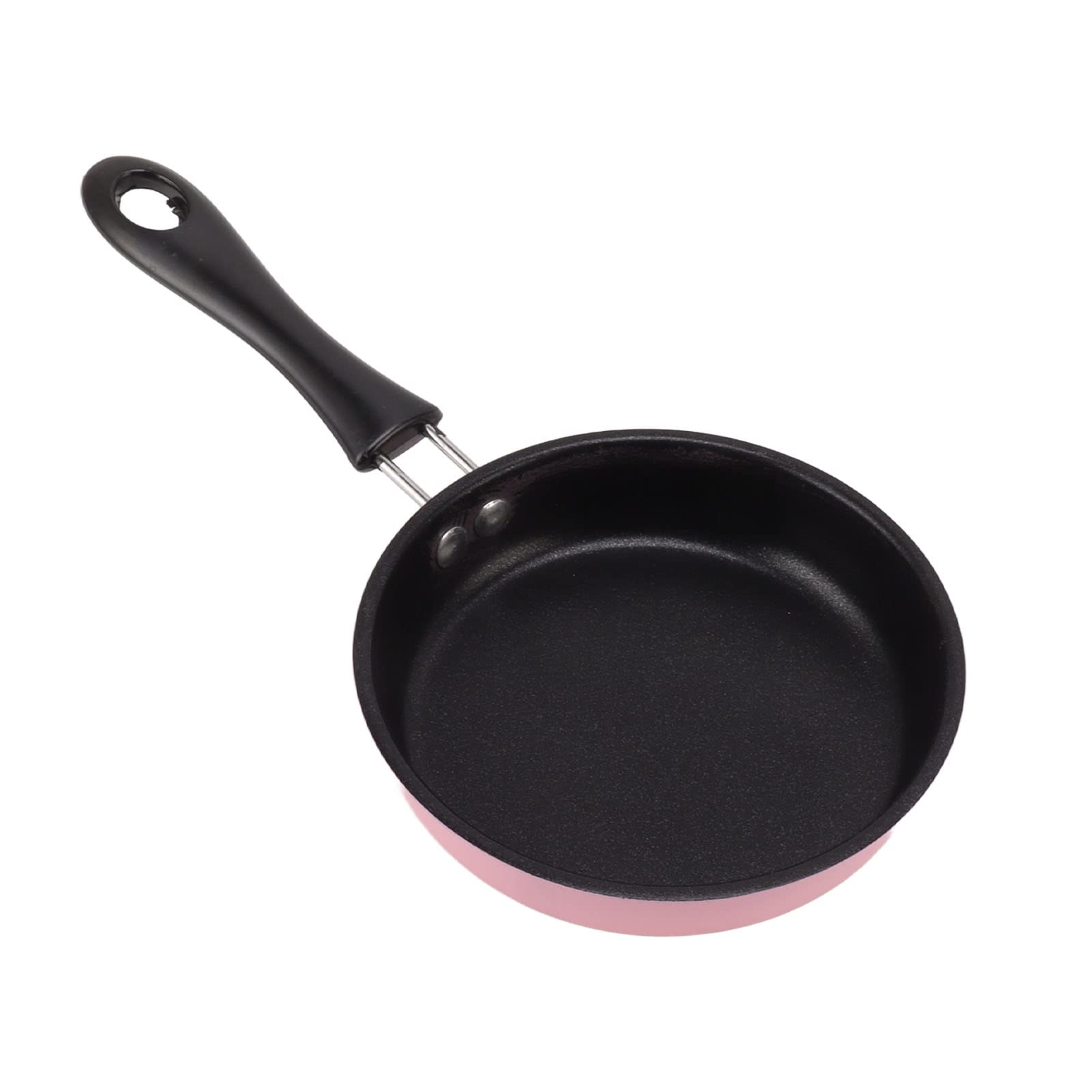 Egg Skillet, Non Stick Skillet Pan Small Pre Seasoned Stainless Steel Frying Pan Cookware with Easy Grip Handle for Indoor Outdoor Cooking, 4.7in (Pink)