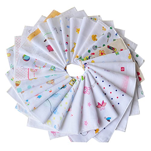 NISSCO 10 Pcs 100% Cotton Baby Handkerchief Gauze Muslin Square