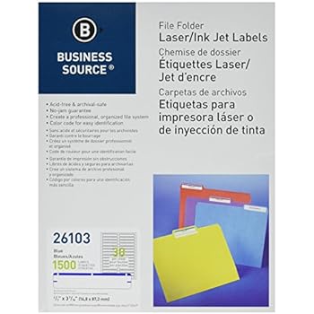 Amazon.com : Business Source File Folder Labels - Pack of 750 - Assorted Colors : Printer Labels ...