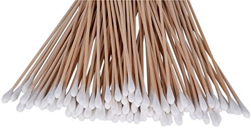 6 Inch Cotton Swabs with Wooden Handles for gun cleaning, 6 Pack of 100 pcs ( 600 Pcs)