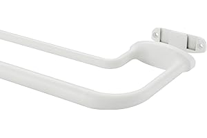 Mayrhyme Matte White Double Curtain Rods for Windows 48-84 Inches,1 Inch Adjustable Double Wrap Around Blackout Curtain Rod with Aluminum Finials and Brackets