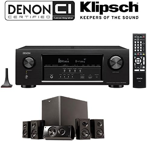 Denon AVR-S720W 7.2 Channel Full 4K Ultra HD AV Receiver with Built-In Wi-Fi and Bluetooth + Klipsch HD 300 Compact 5.1 High Definition Theater System (Set of Six, Black) Bundle