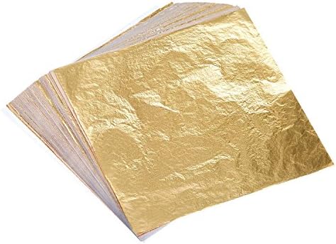 Professional Quality Imitation Gold Leaf Sheets, 25 Sheets, 5.5 inches Booklet (Loose/Type 2.5)
