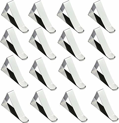 JOYTOUR Pack of 16 Stainless Steel Tablecloth Clips for 2 Inch Thick Tables Outdoor Picnic Metal Tablecloth Clamps