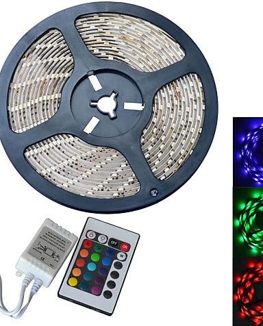 HJLHYL Waterproof 5M 300-5050 SMD RGB LED Strip Light with 24Key Remote Controller (DC12V /5M) , rgb