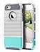 ULAK Case for iPhone SE/5S/5, Slim Fit Protection Case Hybrid Scratch Resistant Hard Back Cover Shock Absorbent TPU Bumper Protective Case(Minimal Mint Stripes+Grey)