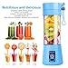 USB Portable Juicer Cup Blender, Household Juicer fruit shake Mixer with 6PCS Blades in 3D, 380ml cooking machine with USB Charger Cable (blue)