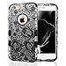 iPhone 6 Plus Case, iPhone 6S Plus Case, JoJoGoldStar Dual Layer Hybrid, Slim Fit Heavy Duty Plastic and Silicone TPU Hard Cover with Stylus and Screen Protector - Silver Lace Swirls