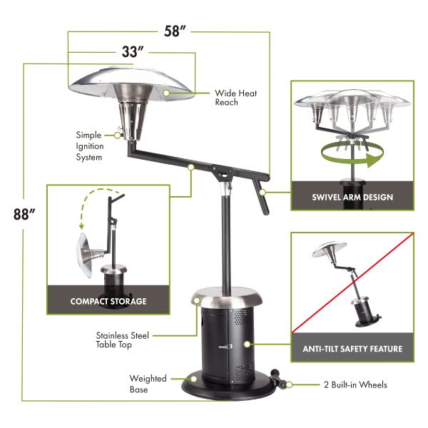 Cuisinart COH400 Perfect Position Overhead Propane Patio Heater, Extra