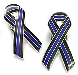 Thin Blue Line 1 inch Ribbon Lapel Pin Package of Two
