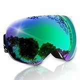 Ski Goggles, Letsfunny Skiing Snow Goggles OTG Design Clear for Men,Women & Youth Frameless with Spherical Lens 100% UV Protection Wind Resistance Anti-fog Anti-glare (Black)