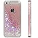 iPhone SE 5S Case, Cherry Blossom Sakura Liquid Quicksand Bling Heart Case for iPhoneSE 5S, iPhone5SE 5S 5 Flowing Floating Moving Love Heart Hard Case(Bling Cherry Pink)