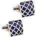 CIFIDET Cuff links Fashion Mens Blue Grid Enamel Shirt Cufflinks With Gift Box