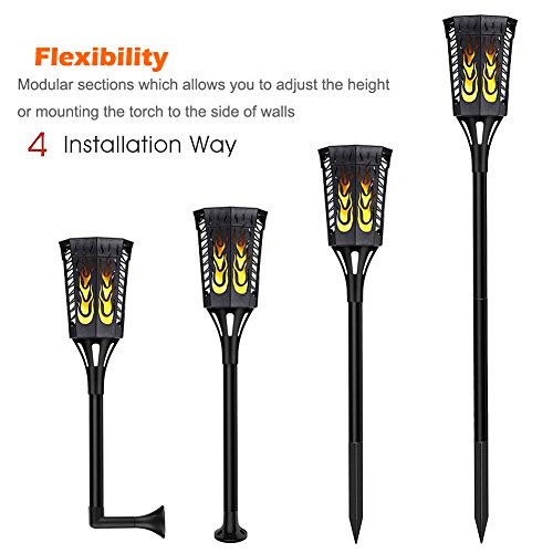 96 Led Solar Gartenleuchte Solar Garten Beleuchtung Garten Licht 2 Stucke Solarlampe Mit Ip65 Wasserdicht Und Realistischen Flammen
