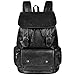 Vbiger Unisex PU Leather Laptop Backpack Large-capacity Casual Daypack Multi-purpose Drawstring Shoulders Bag with Multiple Pockets and Drawstring Opening, Suitable for Men and Women (Black)