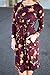 ZESICA Women's Long Sleeve Floral Pockets Casual Swing Pleated T-shirt Dress Burgundy X-Large