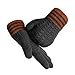 LETHMIK Mens Thick Unique Winter Knit Gloves with Warm Wool Lining Gray