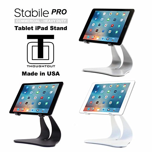 Thought Out Stabile PRO Adjustable iPad Stand Pro Air 2 12.9 10.5 9.7 Surface Galaxy Tablet Holder Pivoting White