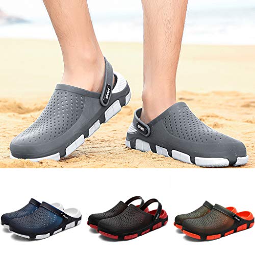 Corriee Men's Summer Garden Clogs Shoes Indoor Outdoor Flat Sandals Male Beach Holiday Slippers Black - Thumbnail 2