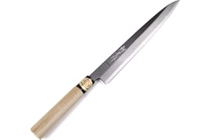 Syosaku Japanese Sushi Sashimi Chef Knife Kigami(Yellow Steel)-No.2 D-Shape Magnolia Wood Handle, Yanagiba 9.5-inch (240mm)