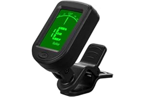 Clip-On Portable Guitar Tuner with Rotating Flexible Silicone Clip Dual-color Backlit LED Screen Compatible Bass Violin Ukule