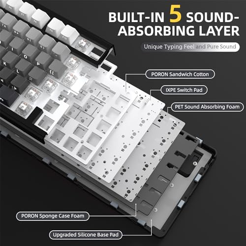 AJAZZ x ATTACK SHARK X85 Mechanical Keyboard, 75% Wireless Gaming Keyboard with Button, 5-Layer Padding, Side Printed PBT Keycap, BT5.1/2.4GHz/USB-C, Hot-Swap Linear Switch, RGB, for PC, Mac