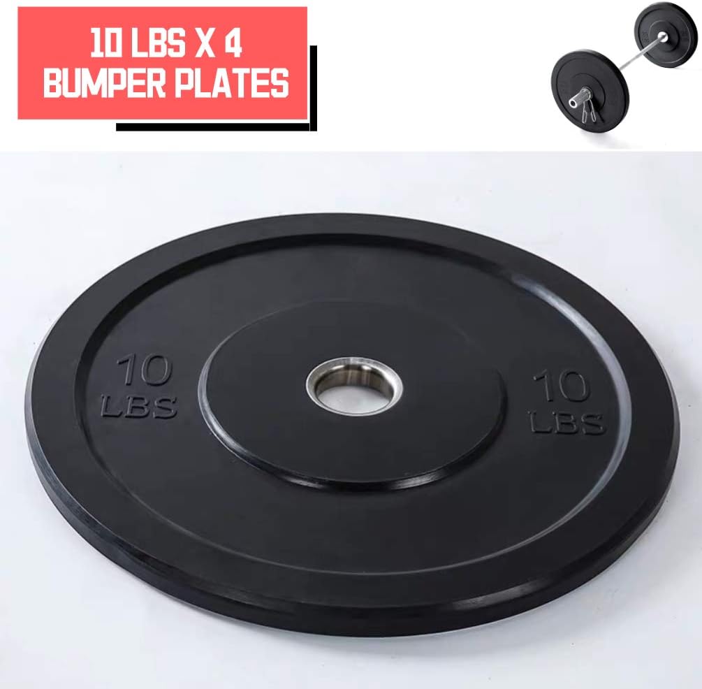 Bumper Plates, Olympic Weight Plates Set with 2inch Steel Insert and Bumper Weights Set Free Weight Plates