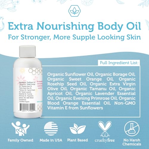Era Organics Organic Stretch Mark Oil for Pregnancy - Extra Moisturizing Belly Oil for Pregnancy - Pregnancy Oil to Prevent Stretch Marks - Pregnancy Must Haves